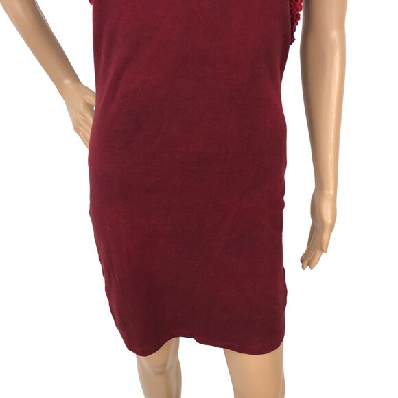 Free People Red Knit Ruffle Mini Dress Sleeveless Bodycon Whimsigoth Romantic S - Picture 4 of 9